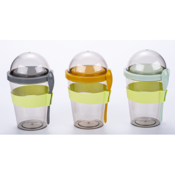 Plastic cup with spoon 500ML salad cup